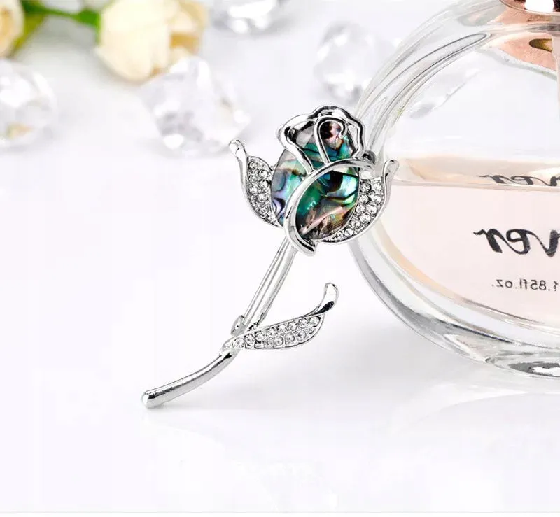 Rose brooch nacre