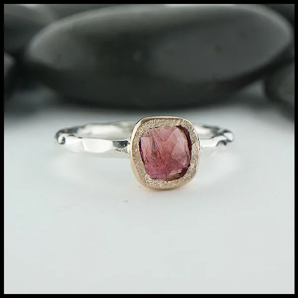 Rose Cut Magenta Tourmaline Ring