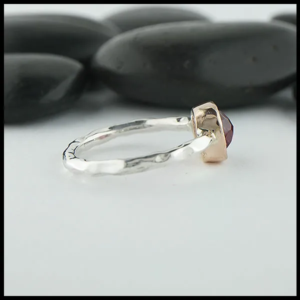 Rose Cut Magenta Tourmaline Ring