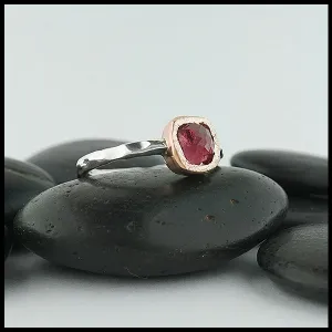 Rose Cut Magenta Tourmaline Ring