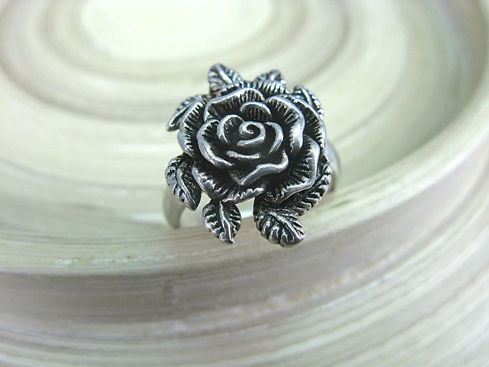 Rose Flower Oxidized 925 Sterling Silver Ring