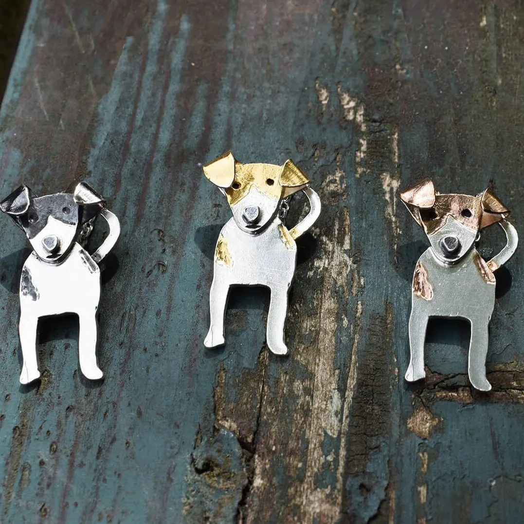 Rose Gold Jack Russell Dog Brooch