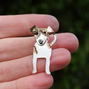 Rose Gold Jack Russell Dog Brooch