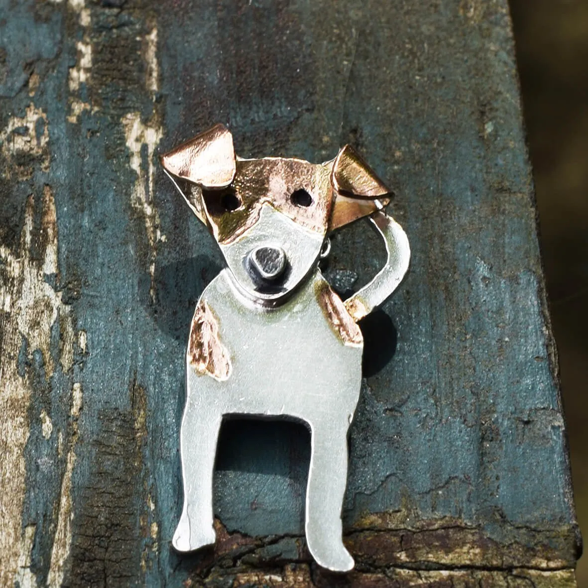Rose Gold Jack Russell Dog Brooch
