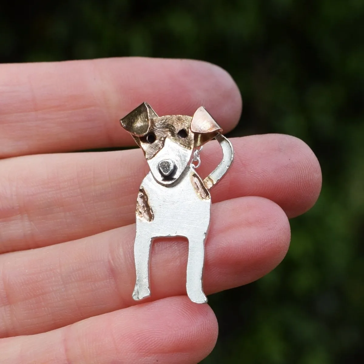 Rose Gold Jack Russell Dog Brooch
