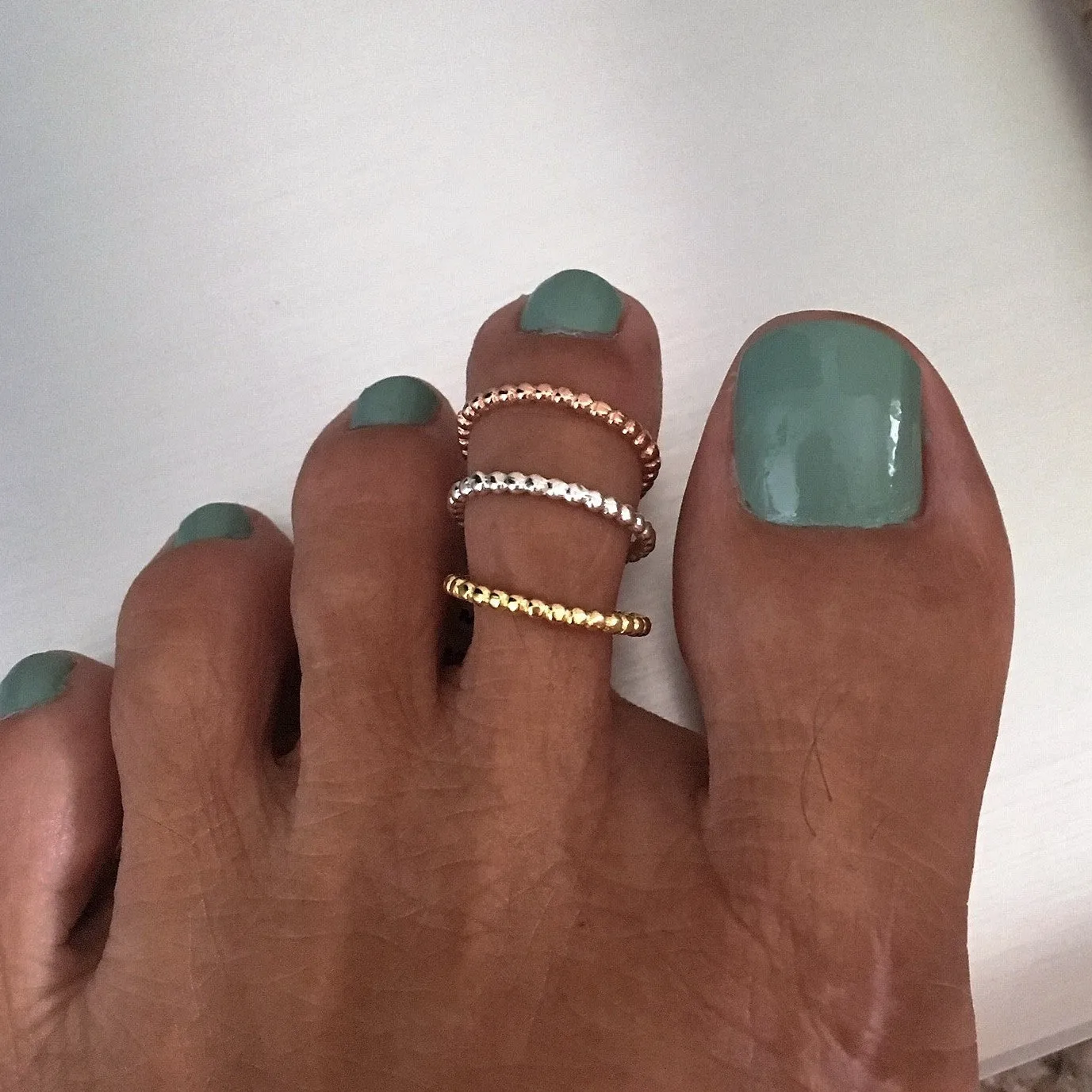 Rose Gold Over Sterling Silver Bead Ring, Stackable Ring, Silver Rings