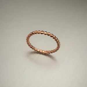 Rose Gold Over Sterling Silver Bead Ring, Stackable Ring, Silver Rings