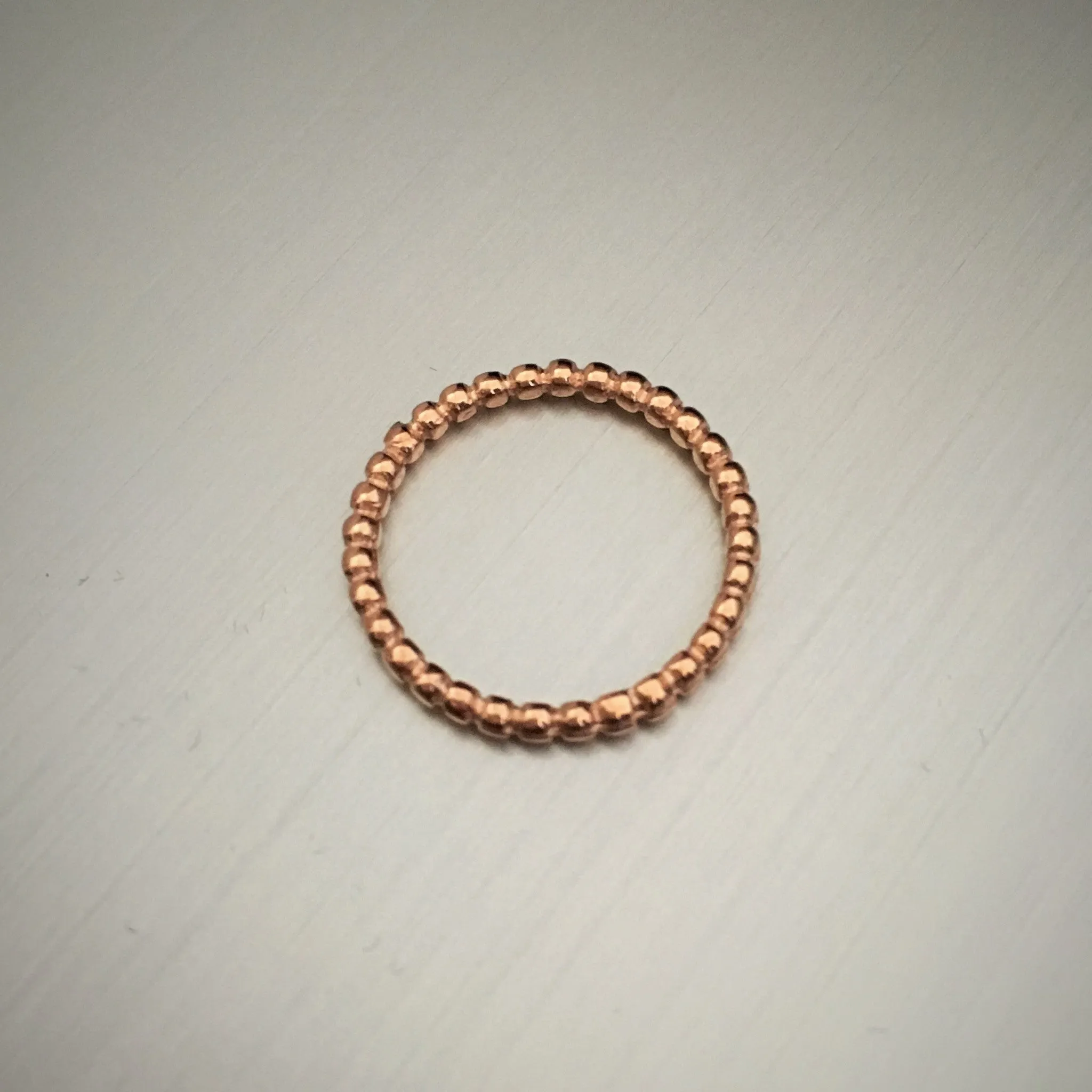 Rose Gold Over Sterling Silver Bead Ring, Stackable Ring, Silver Rings