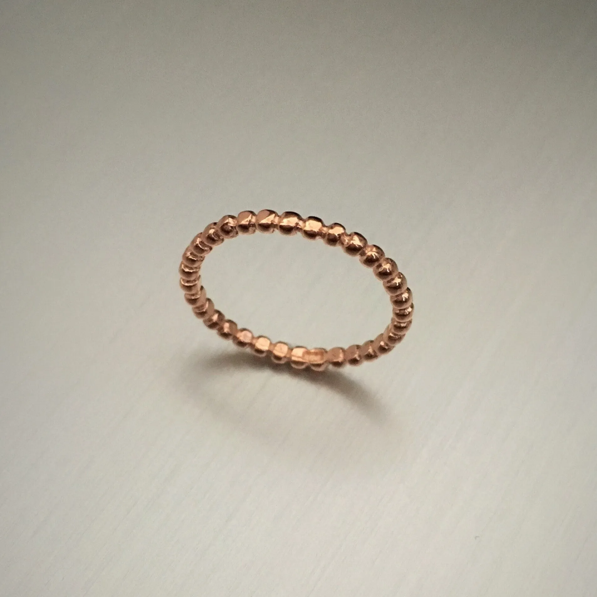 Rose Gold Over Sterling Silver Bead Ring, Stackable Ring, Silver Rings