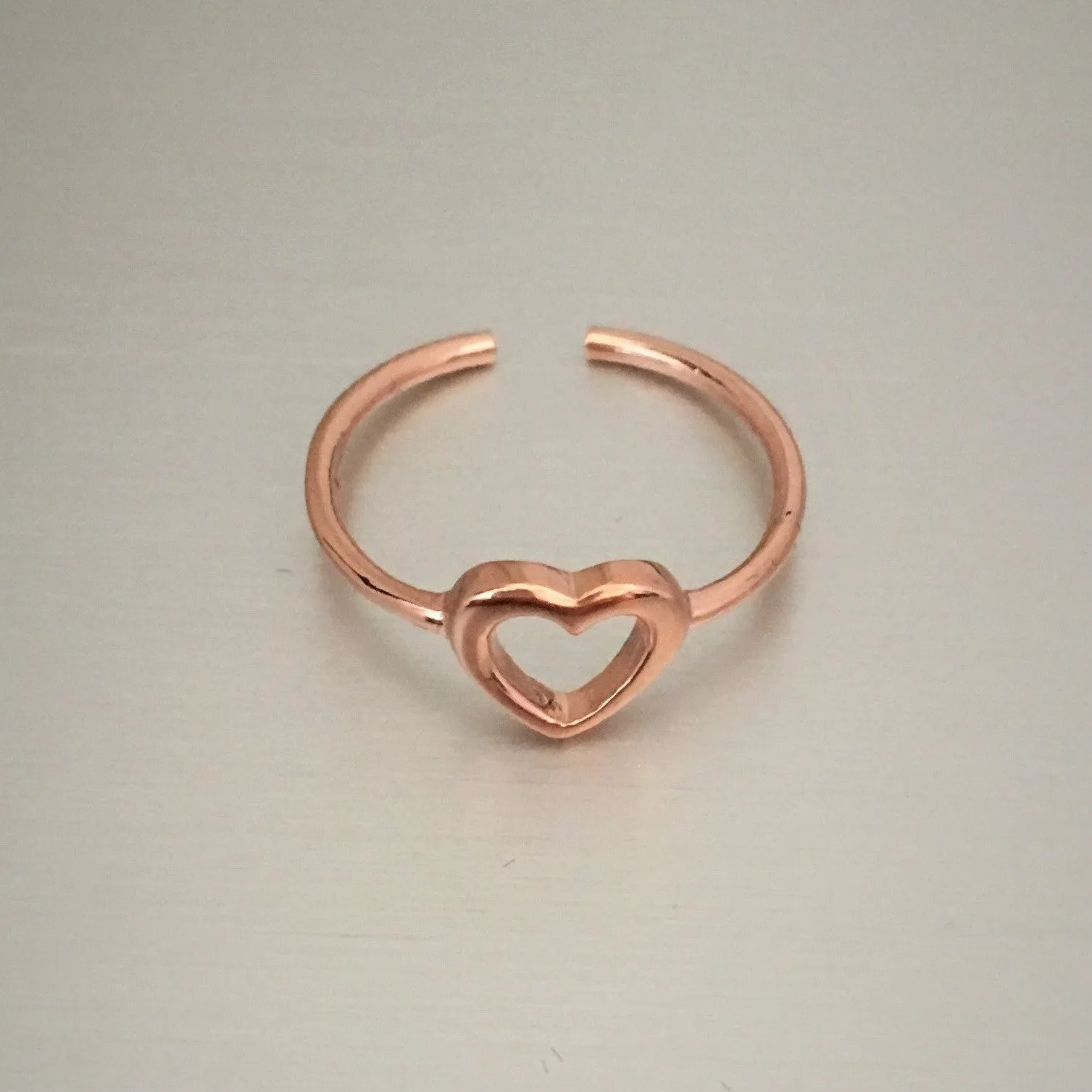 Rose Gold Over Sterling Silver Heart Toe Ring, Silver Rings, Heart Ring
