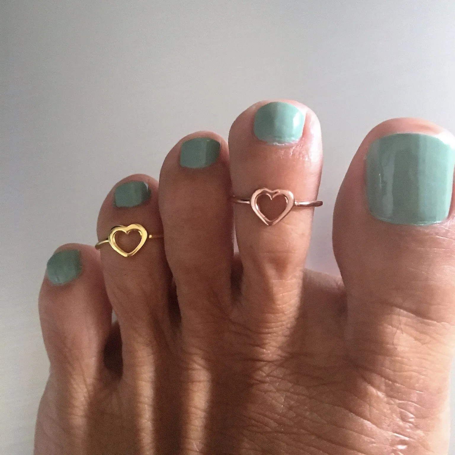 Rose Gold Over Sterling Silver Heart Toe Ring, Silver Rings, Heart Ring