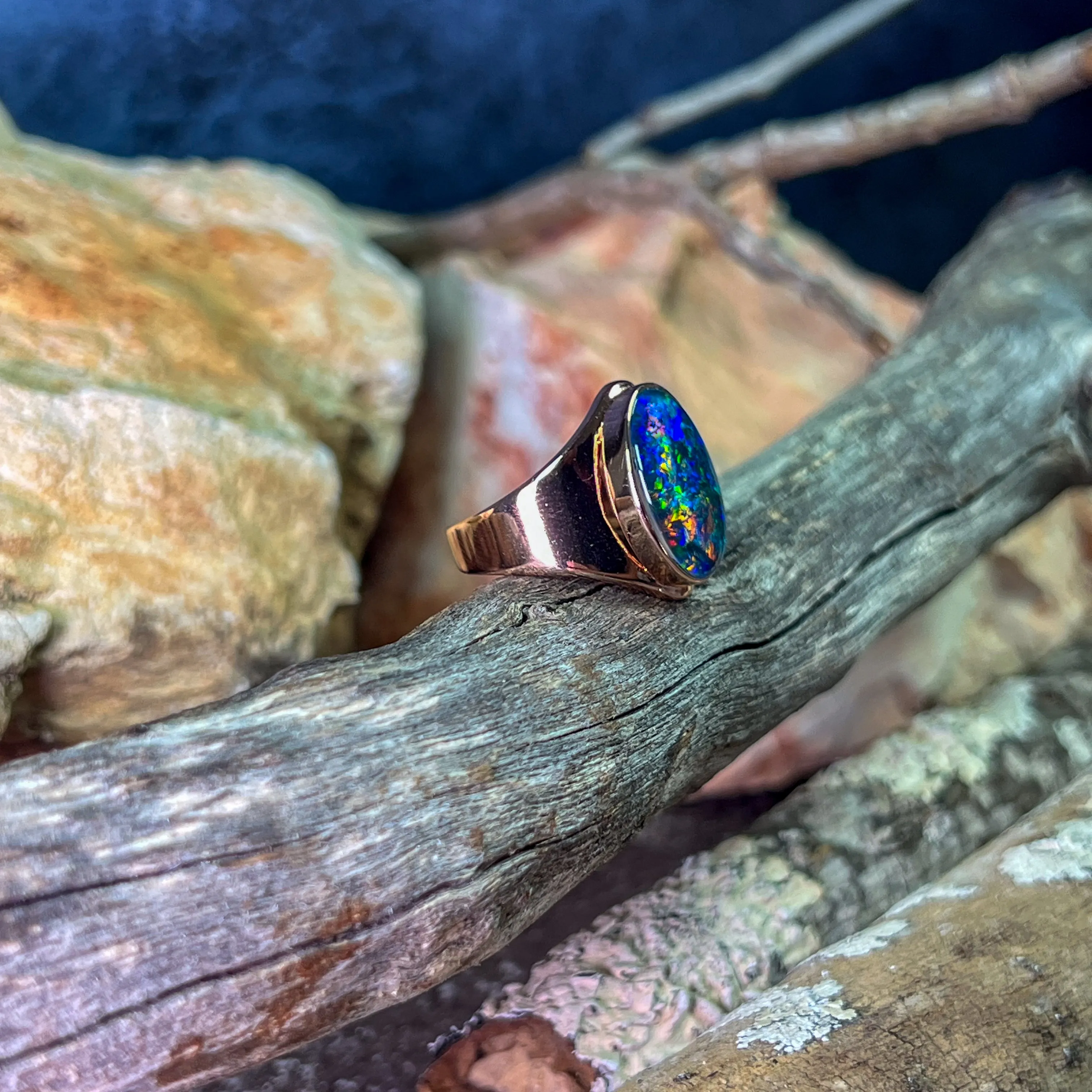 Rose Gold plated Sterling Silver 18x13mm Opal triplet bezel set