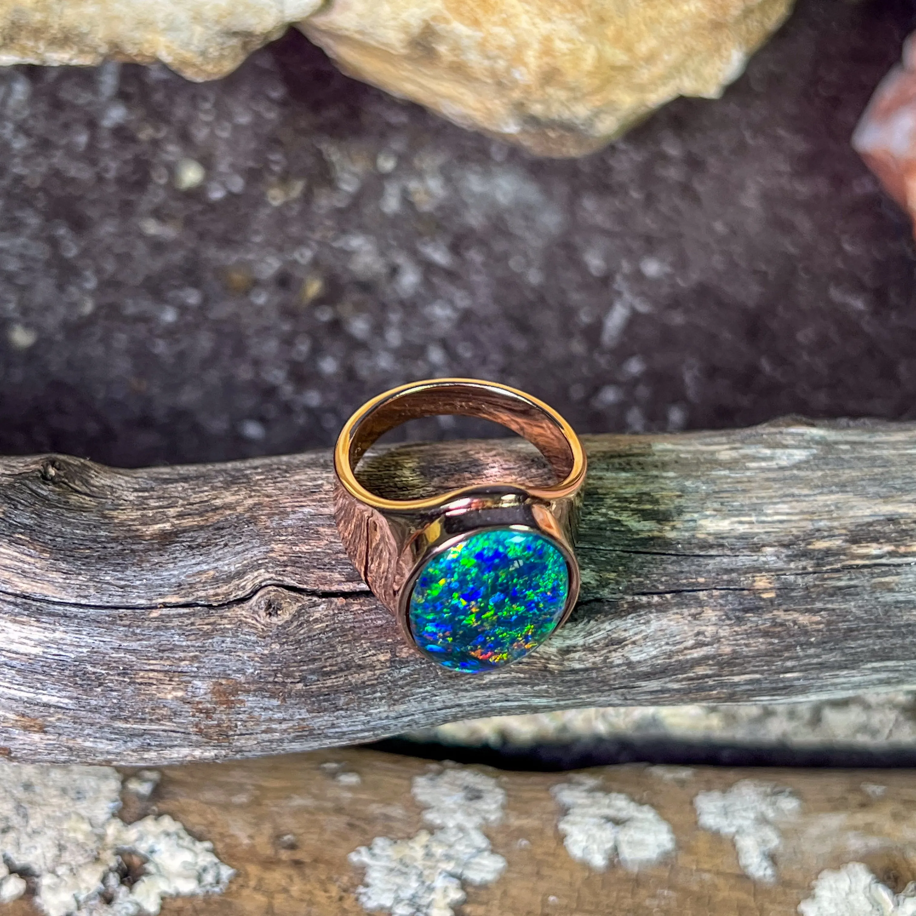 Rose Gold plated Sterling Silver 18x13mm Opal triplet bezel set