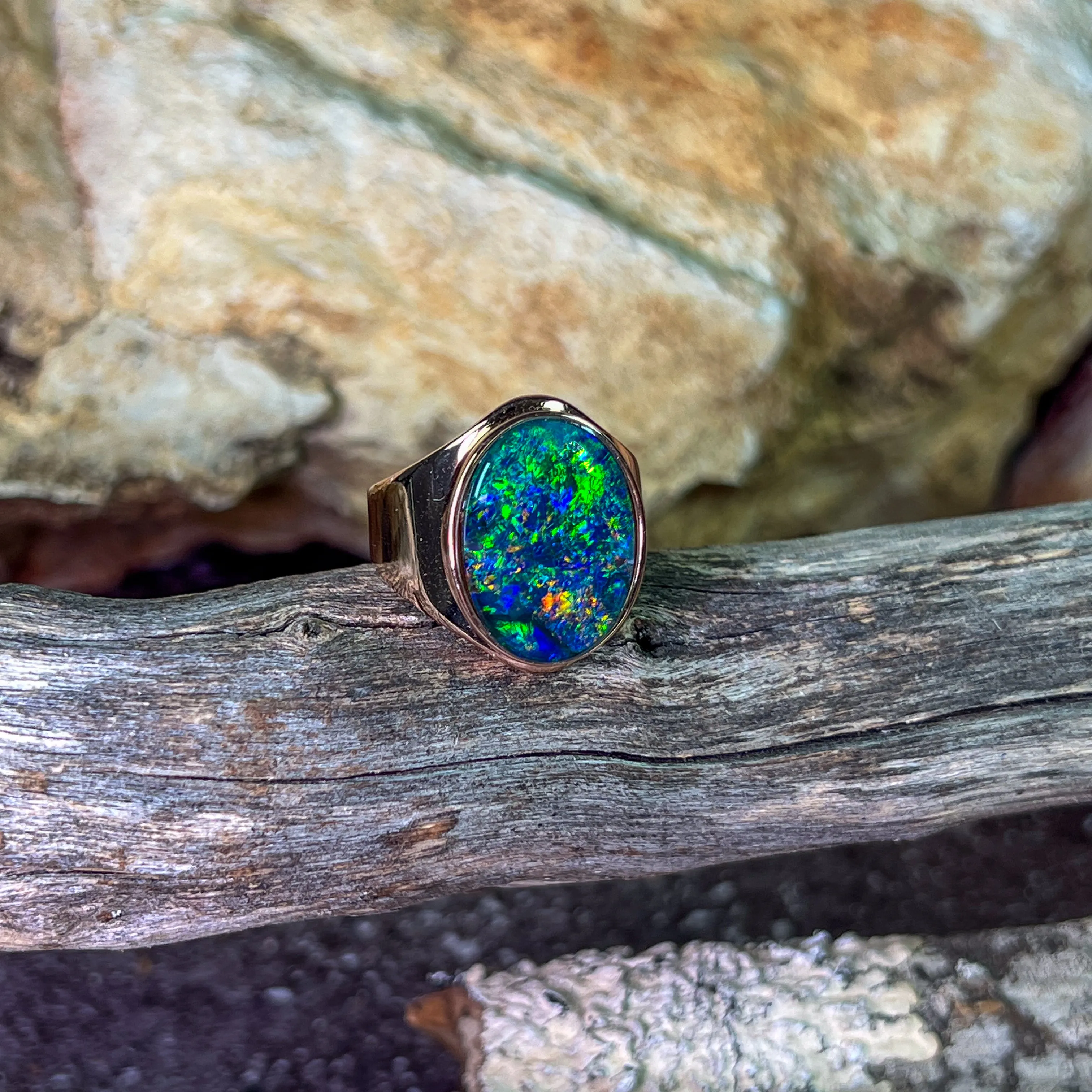 Rose Gold plated Sterling Silver 18x13mm Opal triplet bezel set