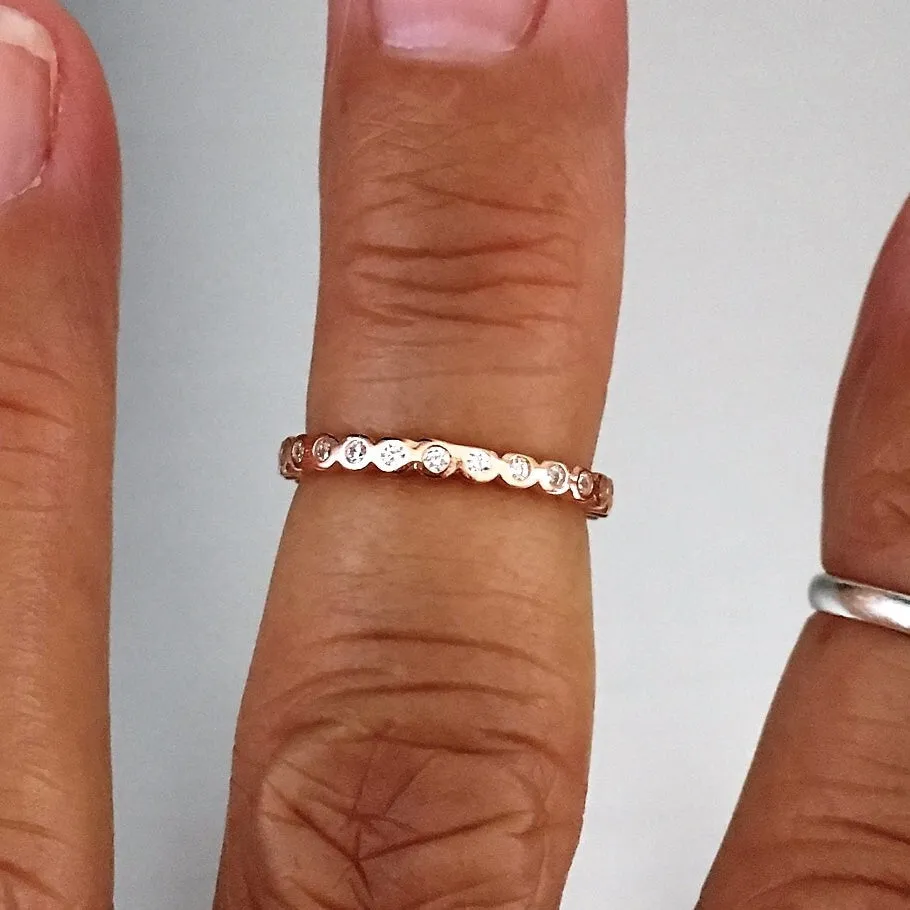 Rose Gold Plated Sterling Silver Eternity CZ Toe Ring, Silver Ring, CZ Band