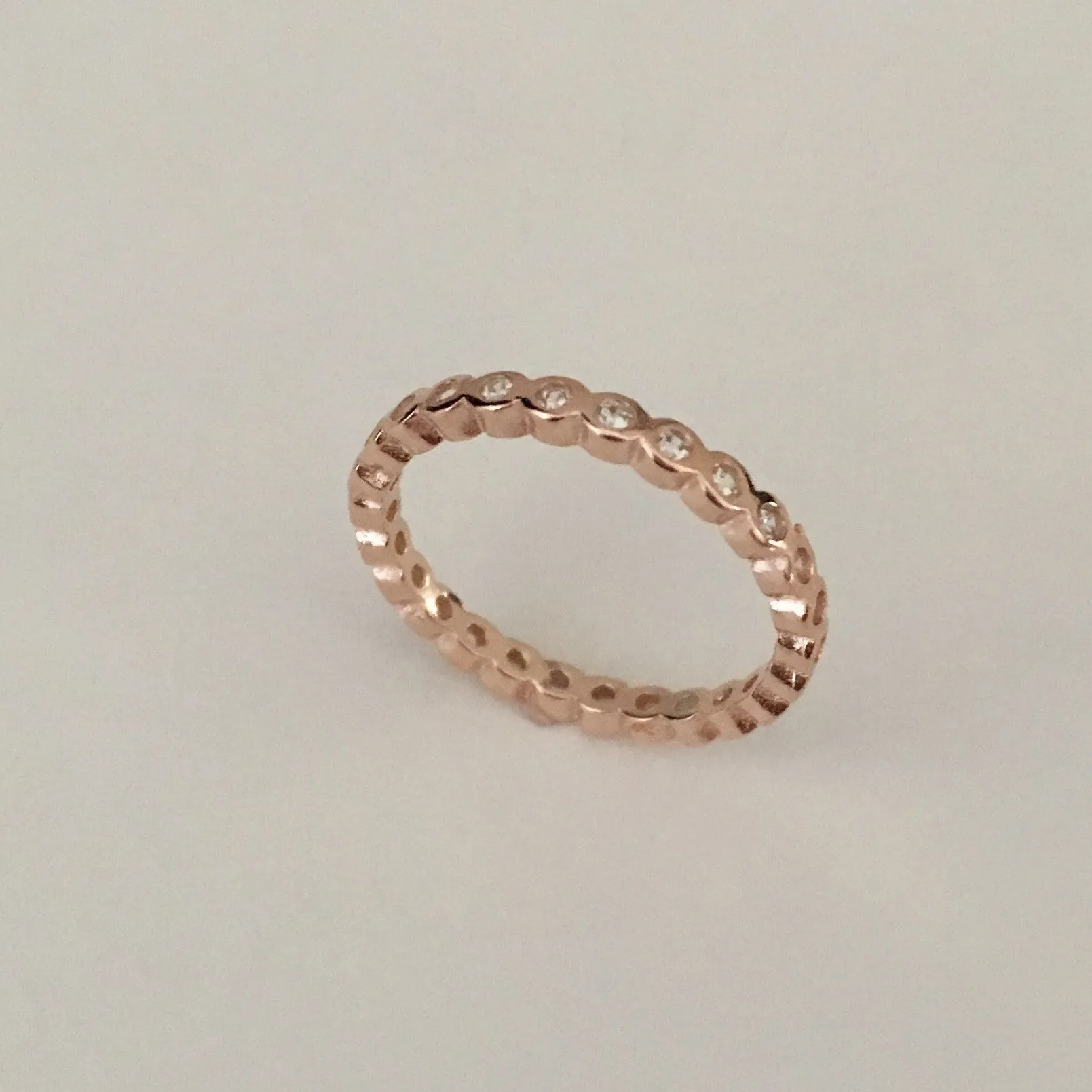 Rose Gold Plated Sterling Silver Eternity CZ Toe Ring, Silver Ring, CZ Band