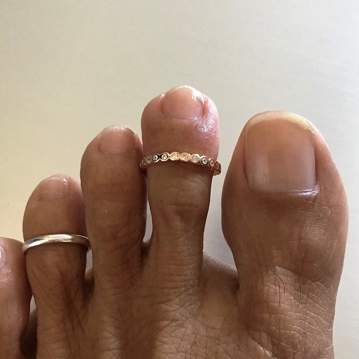 Rose Gold Plated Sterling Silver Eternity CZ Toe Ring, Silver Ring, CZ Band