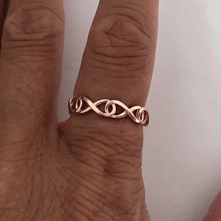 Rose Gold Plated Sterling Silver Wraparound Infinity Ring, Silver Rings, Promise Ring