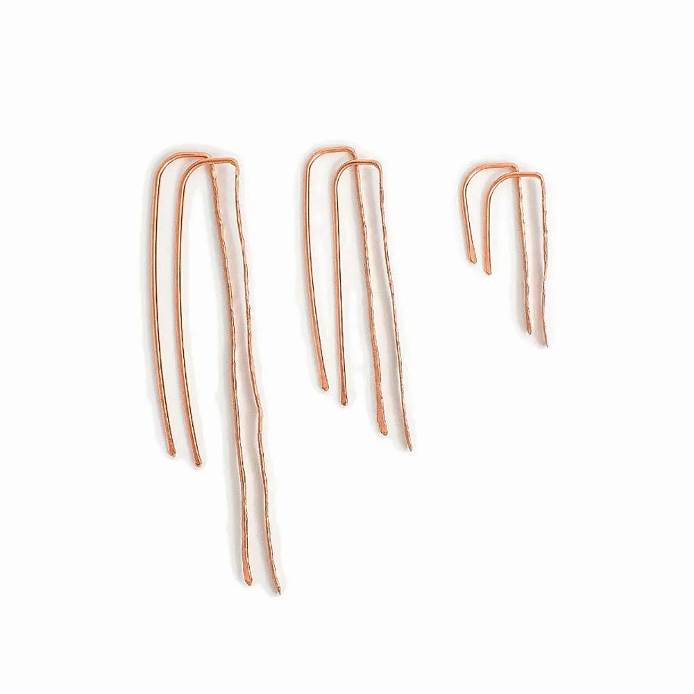 Rose Gold Twig Threader Earrings