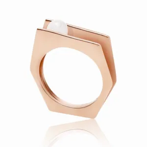 Rose Gold White Pearl Ring Alvaro