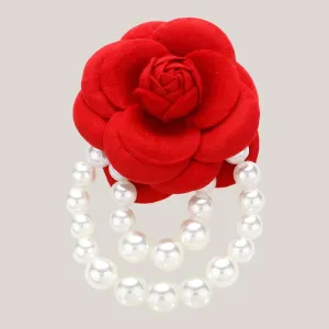 Rose Pointed Pearl Embellished Pin Brooch