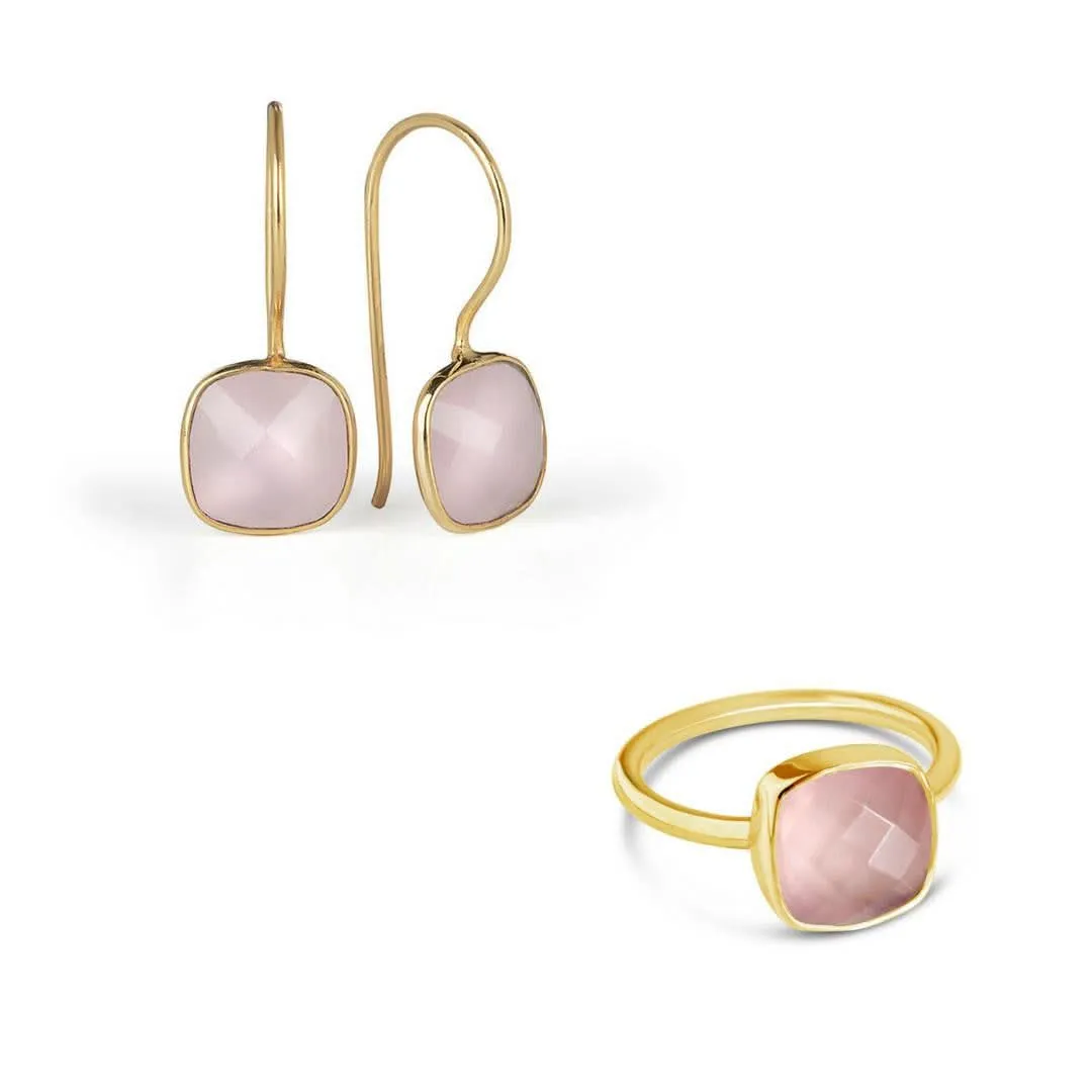 Rose Quartz Earrings | Gold