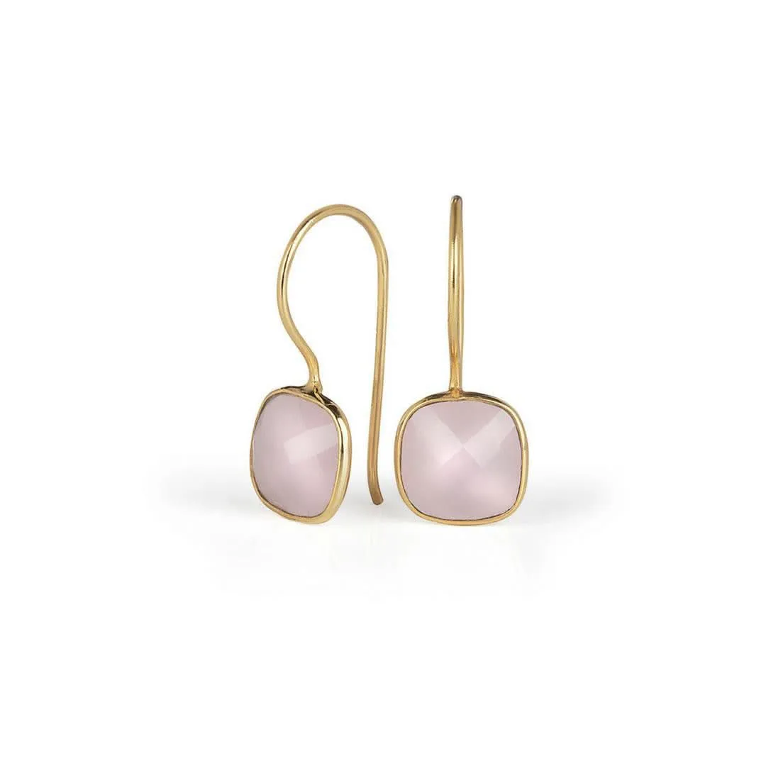 Rose Quartz Earrings | Gold