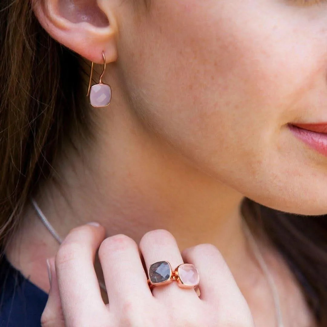 Rose Quartz Earrings | Gold