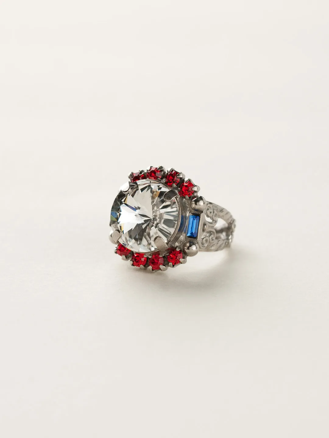 Round Crystal Encrusted Cocktail Ring - RCQ43ASUSA