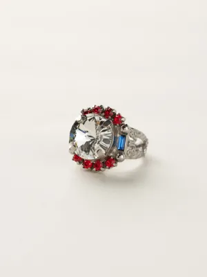 Round Crystal Encrusted Cocktail Ring - RCQ43ASUSA
