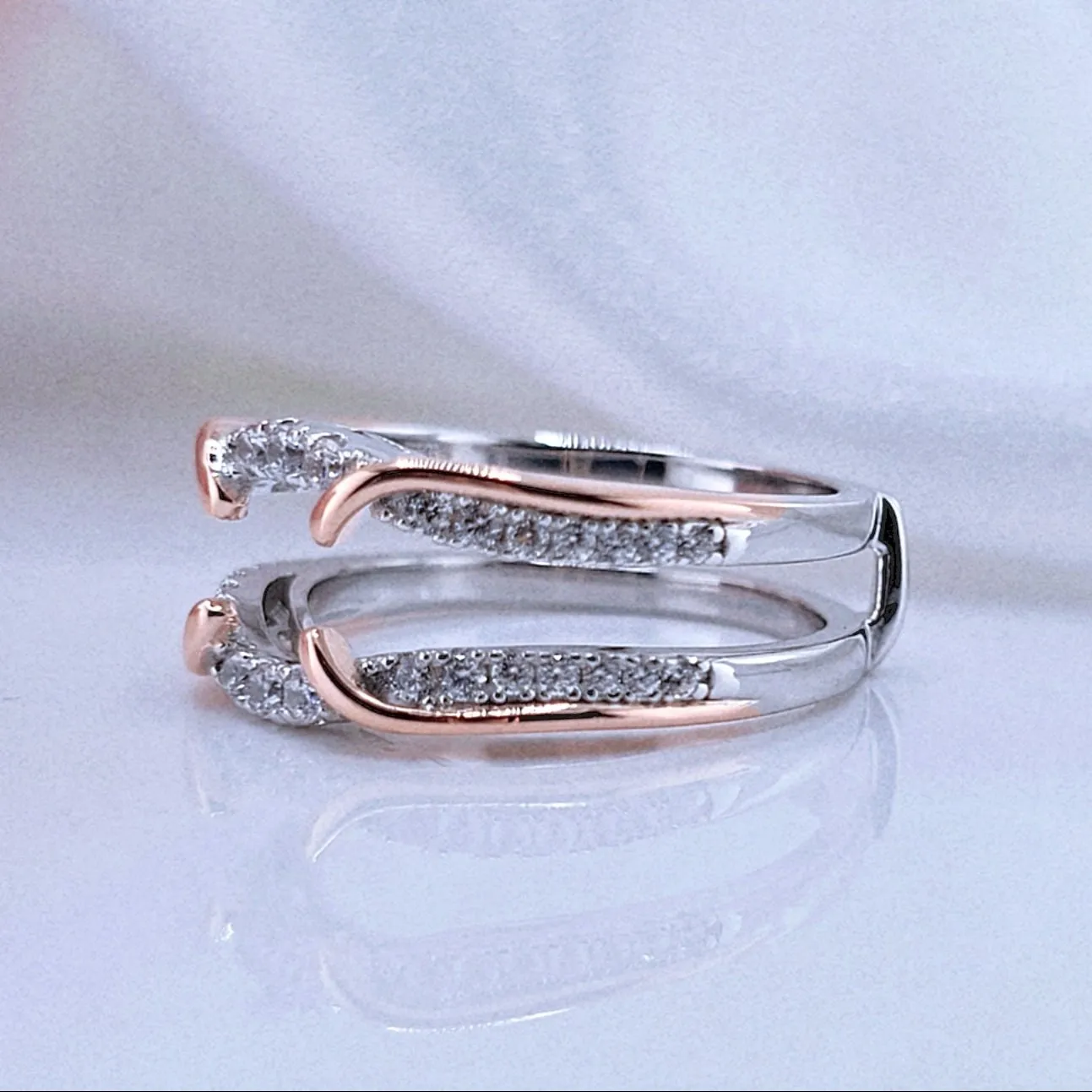Round Diamond Rose Gold Accent Ring Enhancer