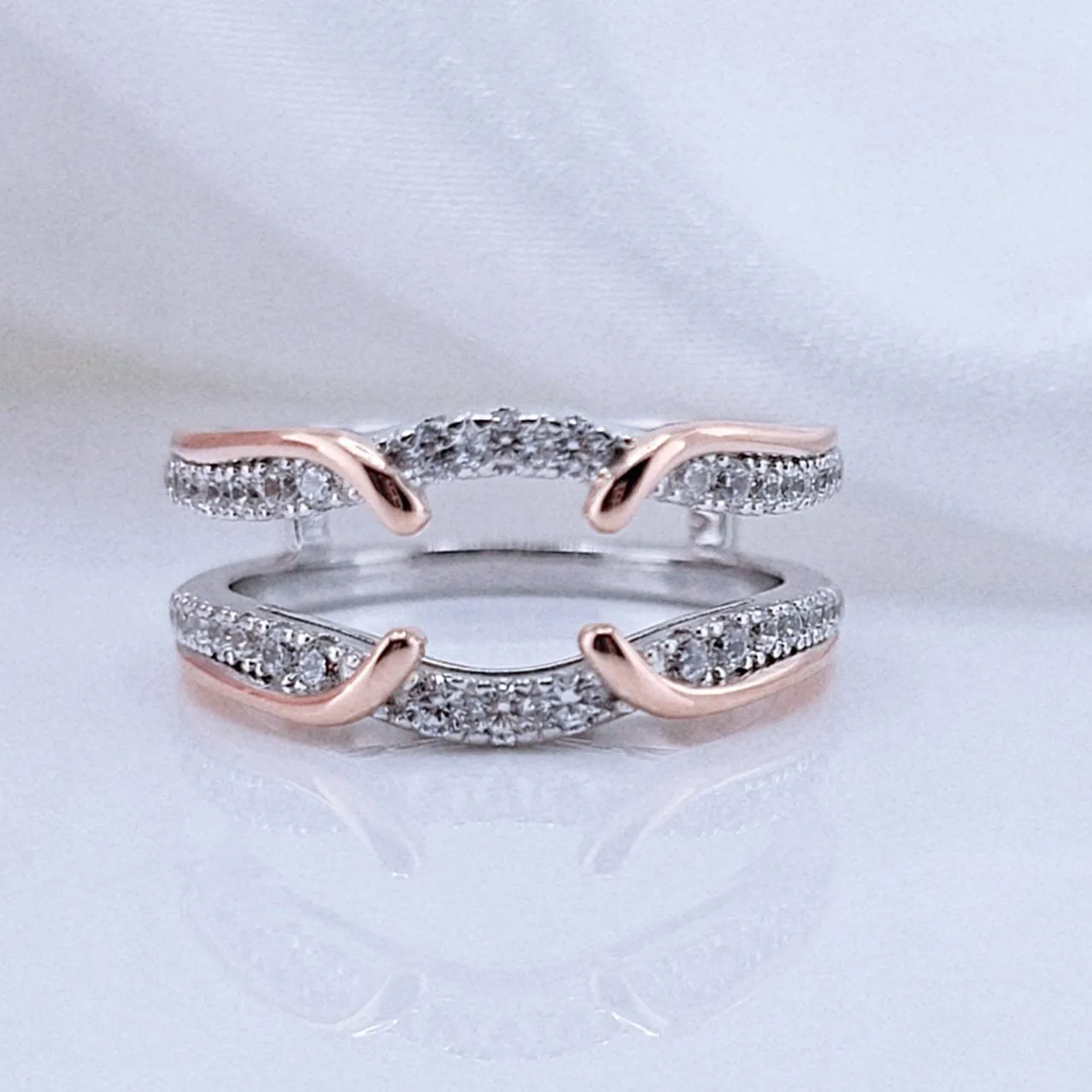 Round Diamond Rose Gold Accent Ring Enhancer
