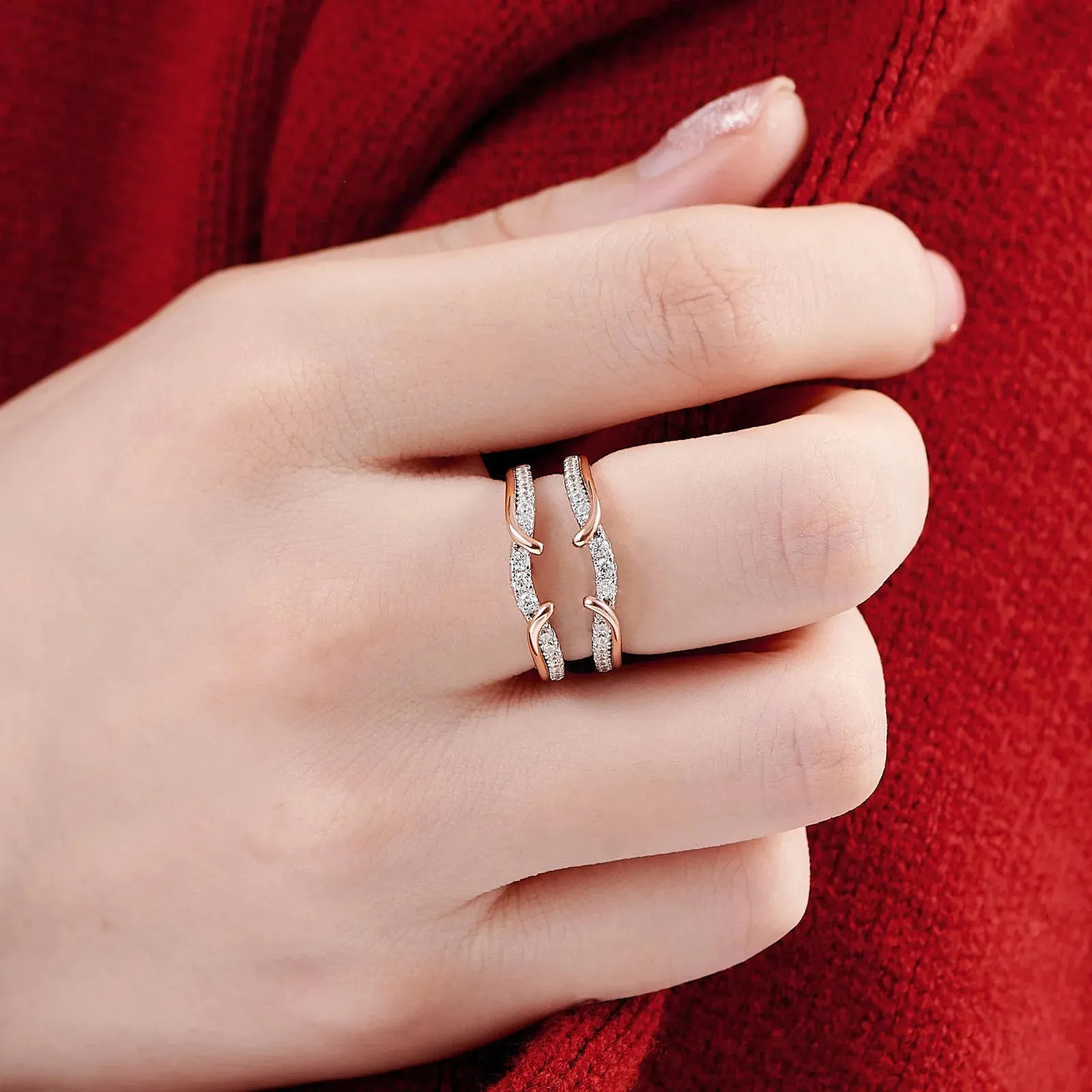 Round Diamond Rose Gold Accent Ring Enhancer