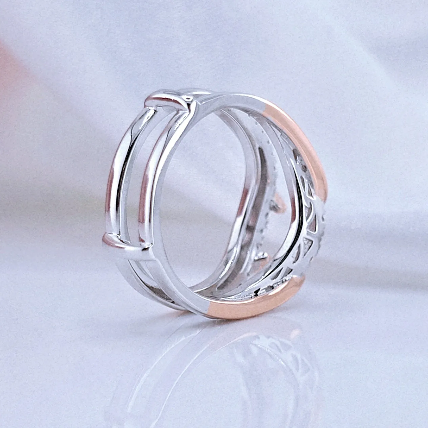 Round Diamond Rose Gold Accent Ring Enhancer