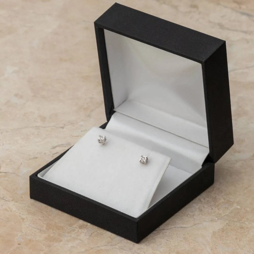 Round Diamond Stud Earrings, Silver or Gold