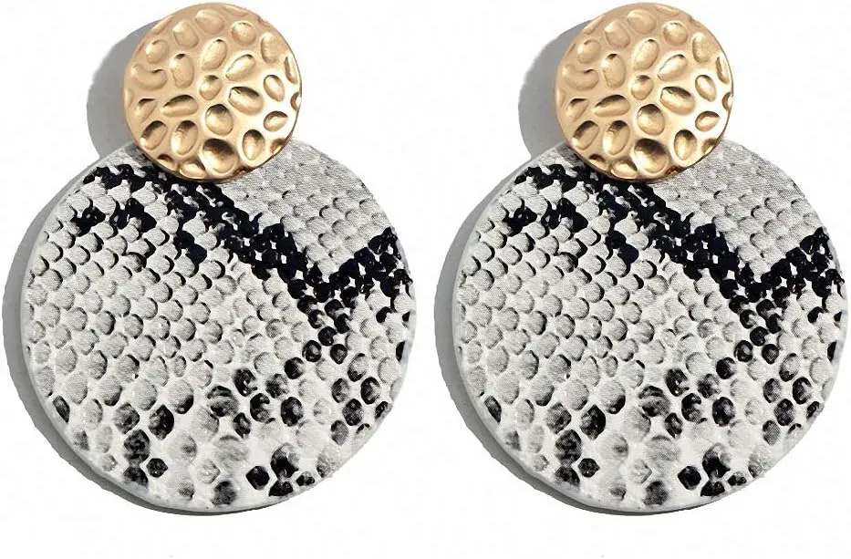 Round Leopard Drop Earrings Women Geometric Vintage Punk Dangle Earring Minimalist Party Jewelry