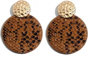 Round Leopard Drop Earrings Women Geometric Vintage Punk Dangle Earring Minimalist Party Jewelry