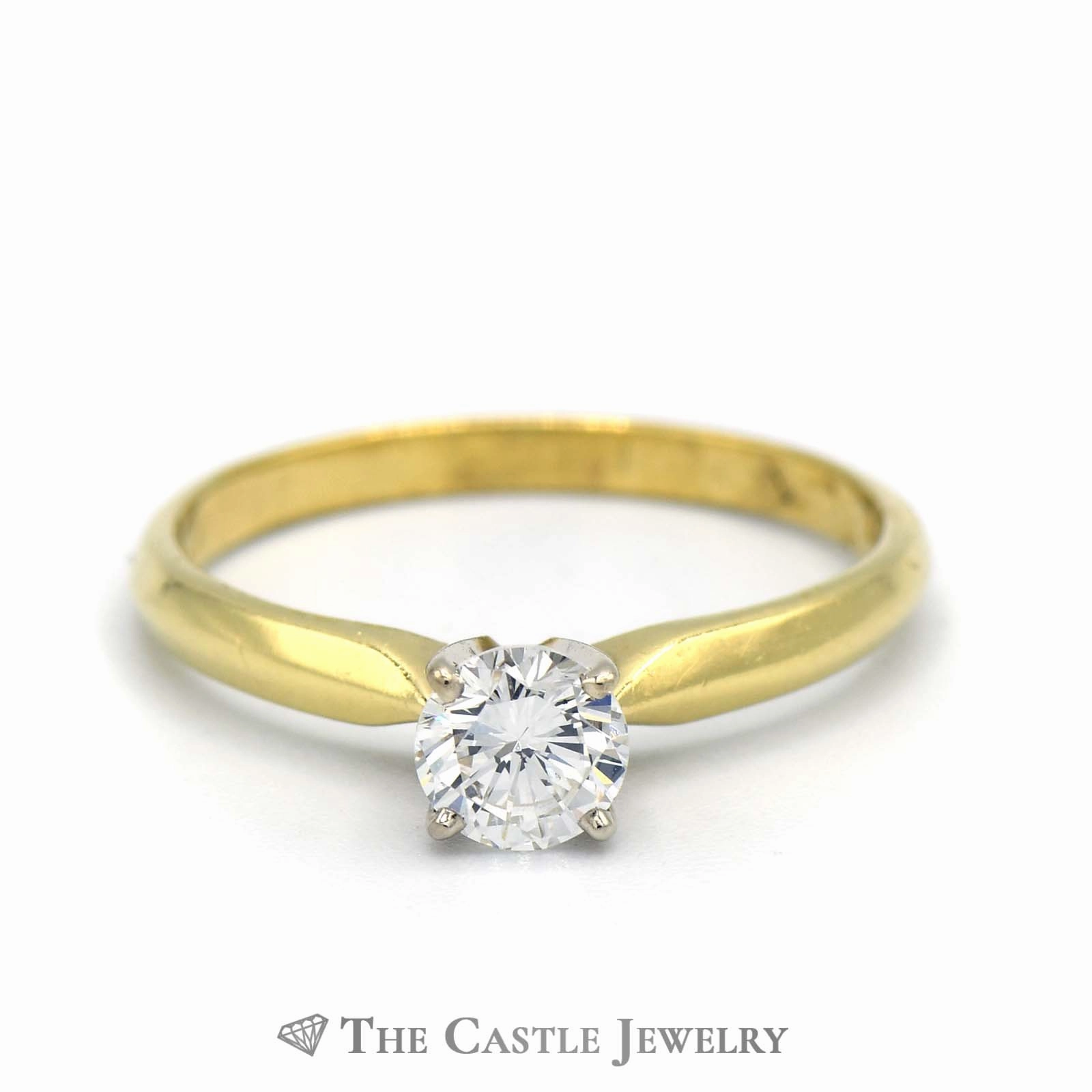 Round Brilliant Cut 1/2ct Diamond Engagement Ring SI1 G/H in 18K Yellow Gold Fresh Vibe