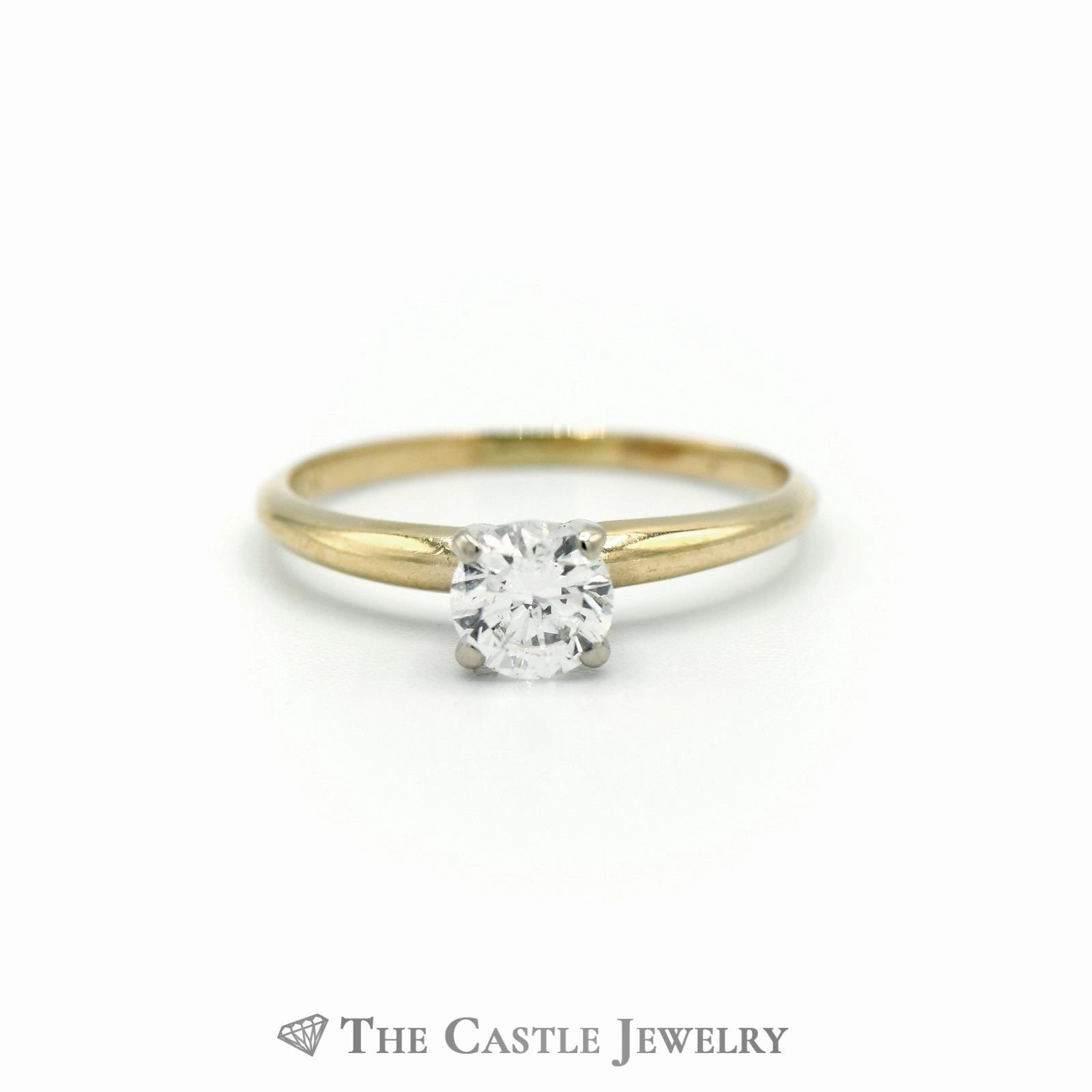 Fashion feature Round Brilliant Cut .50carat Diamond Engagement Ring SI2/H in 14K Yellow Gold