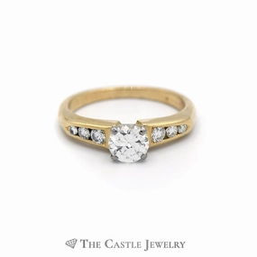 Round Diamond Engagement Ring with Channel Set Accents Elegant Object