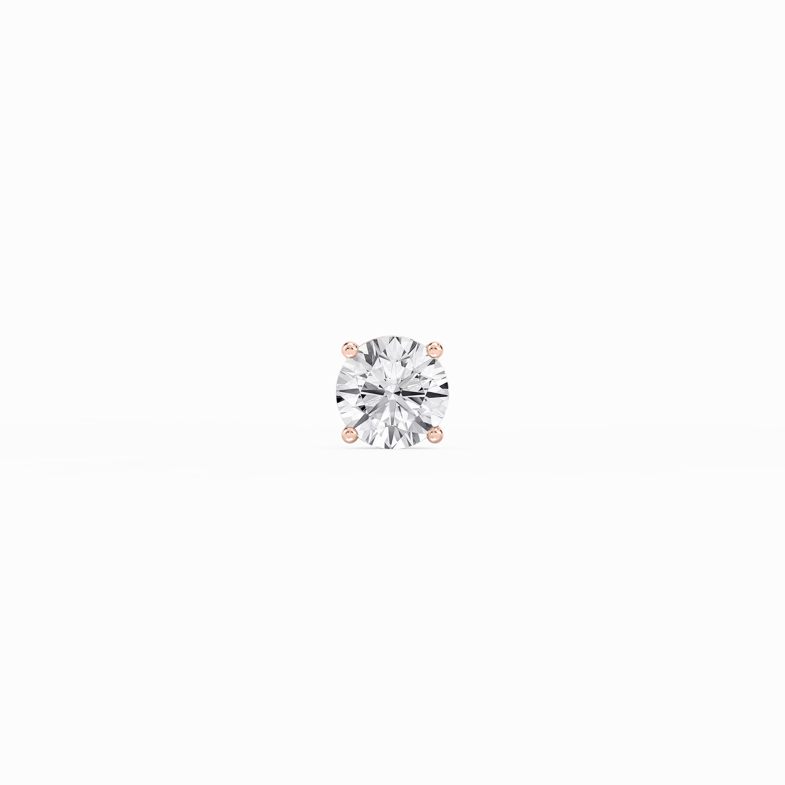 Round Lab Grown Diamond 4-Prong Basket Single Stud Earring Oval Accent Sturdy Option