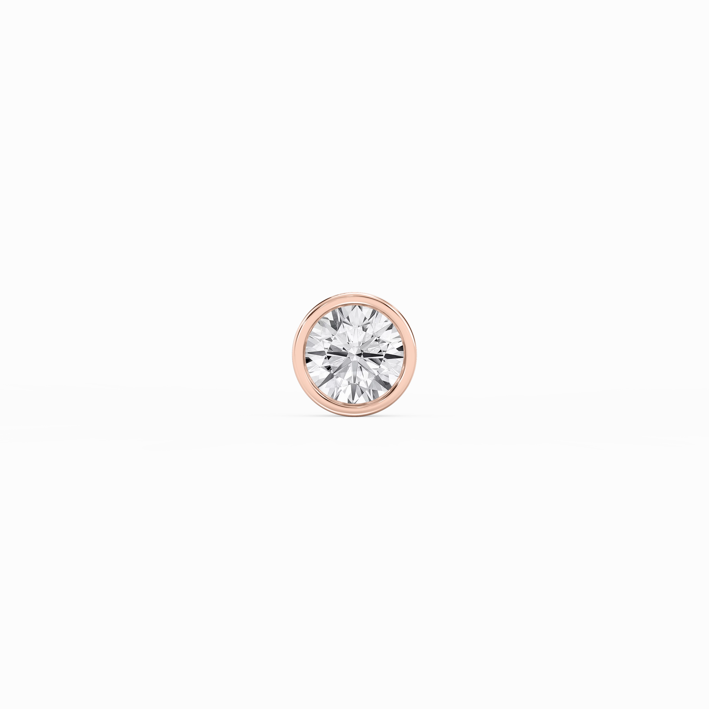 Bohemian Item Round Lab Grown Diamond Bezel Set Single Stud Earring