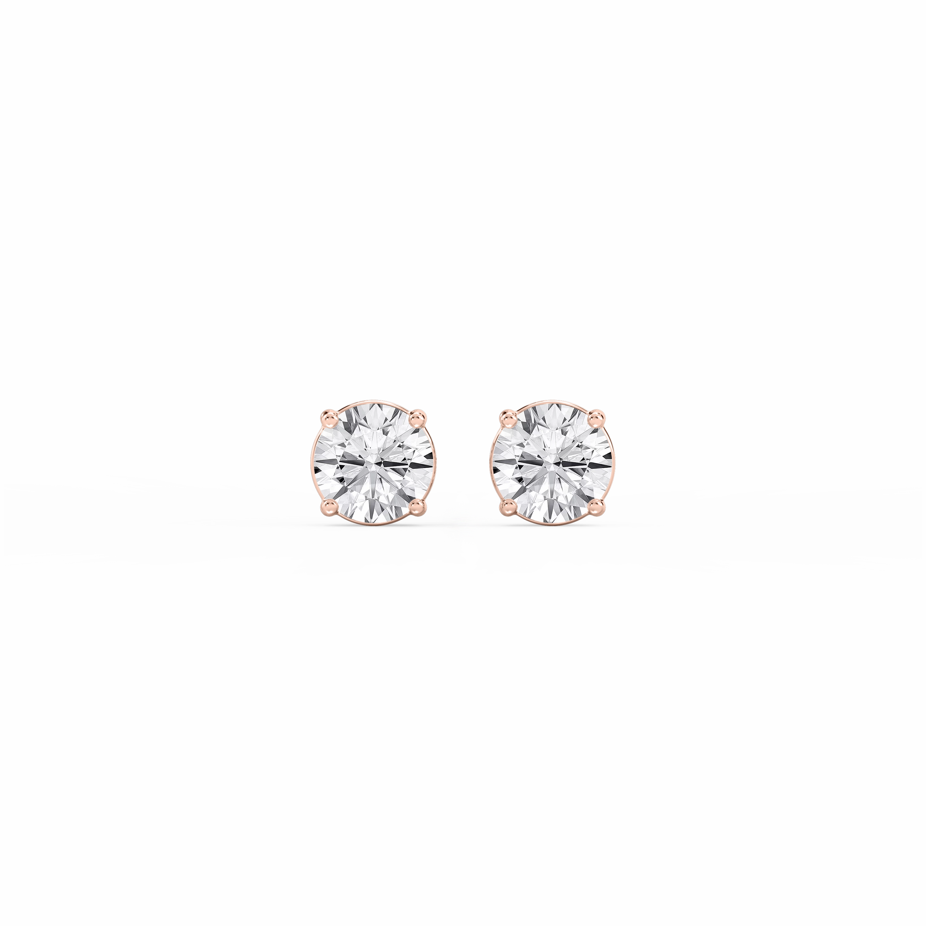 Round Lab Grown Diamond Classic Four Prong Stud Earrings Iridescent Adornment Trendy Embellishment