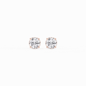 Round Lab Grown Diamond Classic Four Prong Stud Earrings Durable Ornament