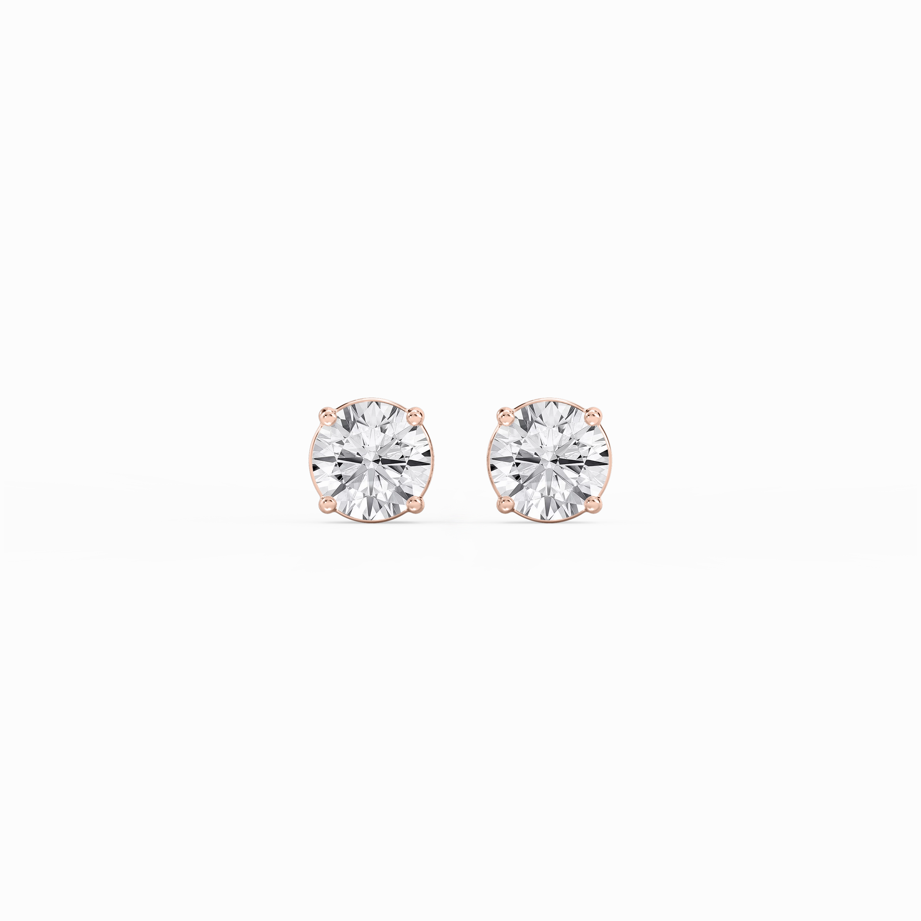 Round Lab Grown Diamond Classic Four Prong Stud Earrings Creative Ornament