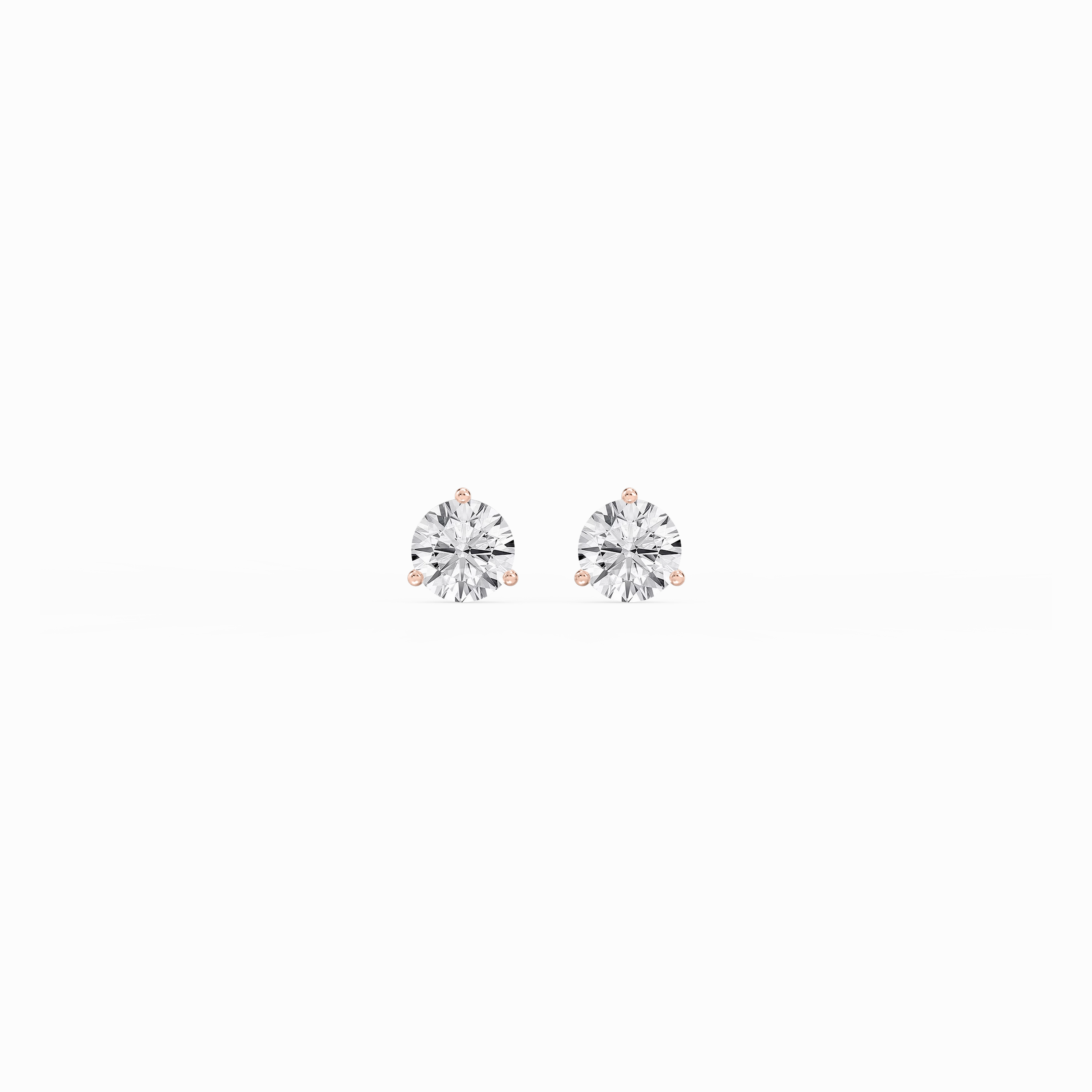 Triangular Item Miniature Trinket Round Lab Grown Diamond Classic Three Prong Martini Threaded Stud Earrings