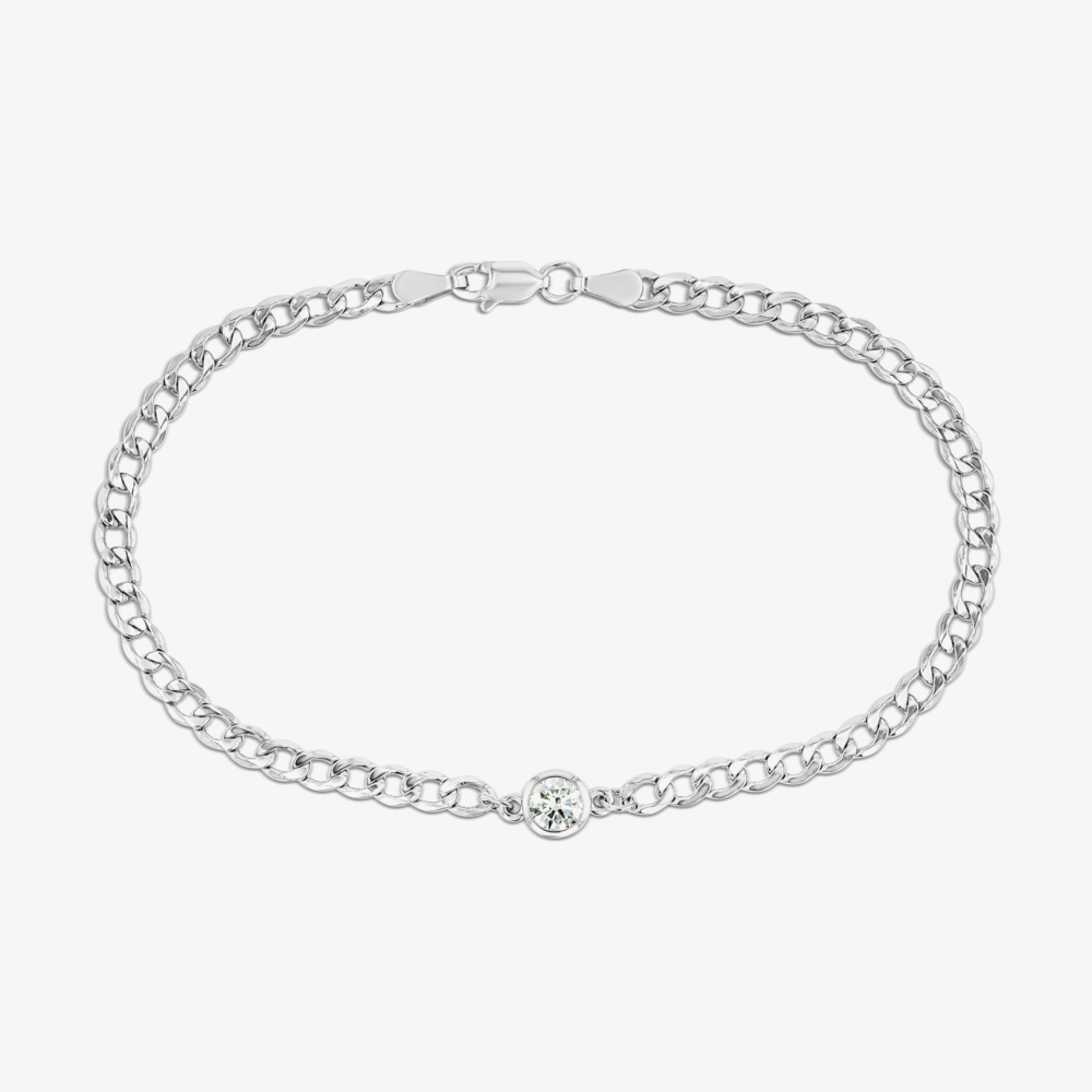 Vibrant Colors Workplace Appropriate Round Lab Grown Diamond Curb Chain Bracelet  - 7 Inches
