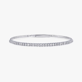 Round Lab Grown Diamond Flexible Bangle Bracelet  - 7 Inches Healing Energy Classic Charm