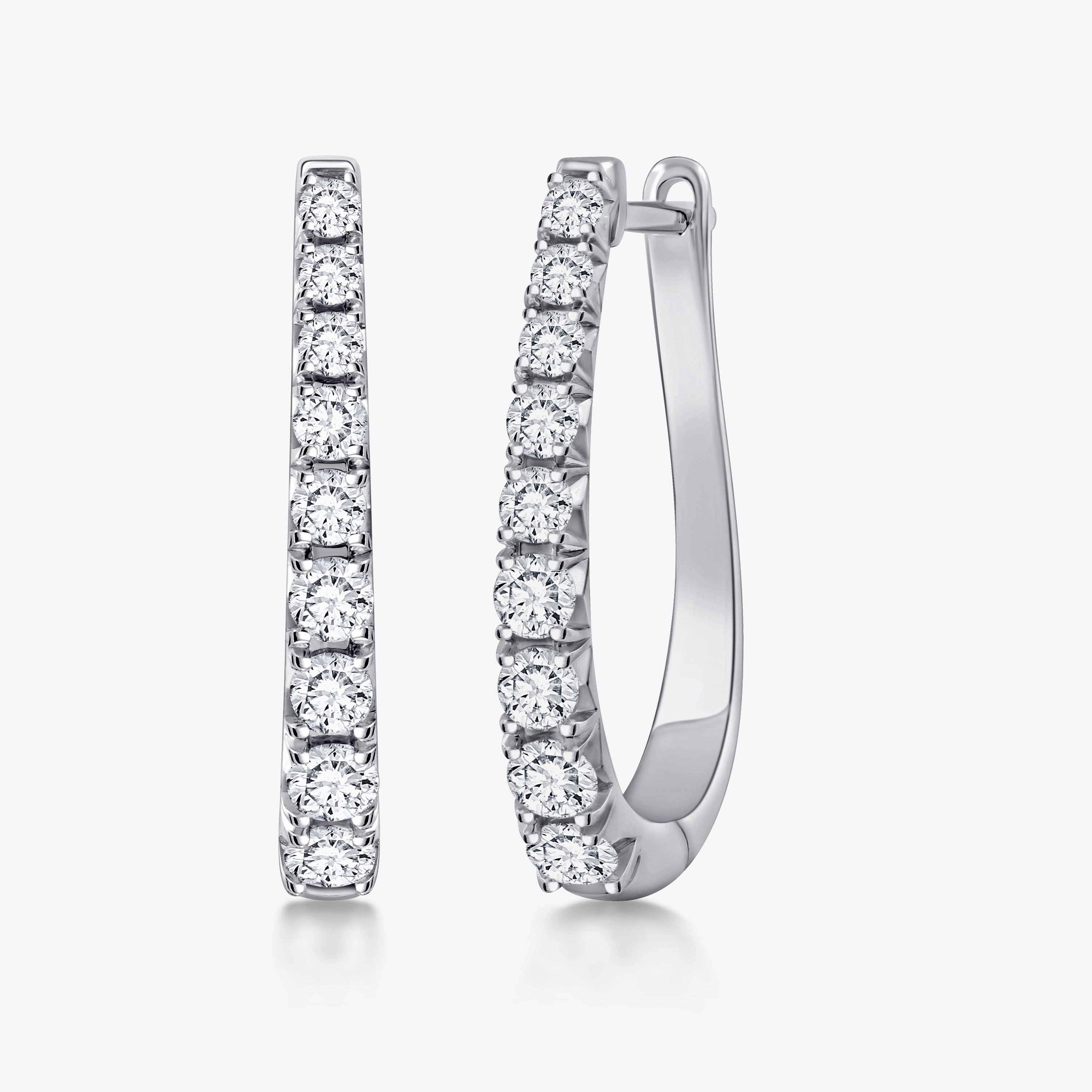 Sparkling Accessory Daytime Item Round Lab Grown Diamond Graduated Horseshoe Hoop Earrings
