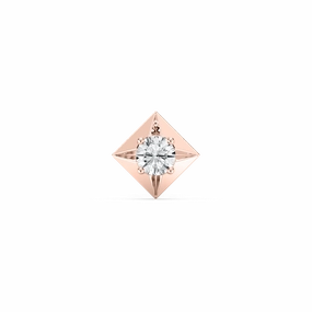 Large Decoration Round Lab Grown Diamond Kite-Shaped Bezel Single Stud Earring